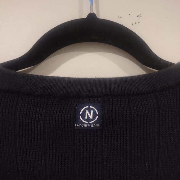 Nautica Heavyweight Cotton Navy Knit Sweater Size M - Picture 5 of 6